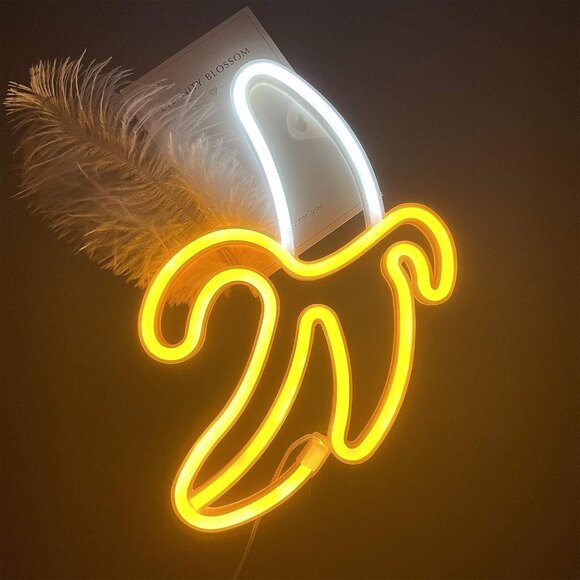 Banana Neon Sign LED Wall Light USB Battery Night Lamp for Room Party Decor - Picture 1 of 9